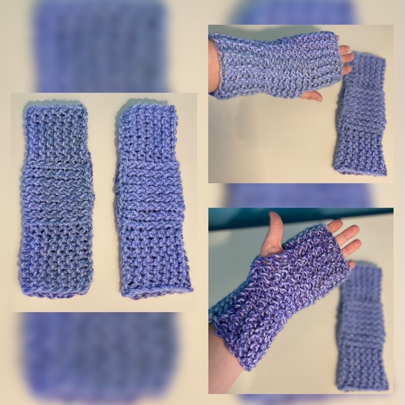 Hand Crafted Accessories - Handmade Hand Crafted Reversible Knit fingerless gloves typing gloves Purple